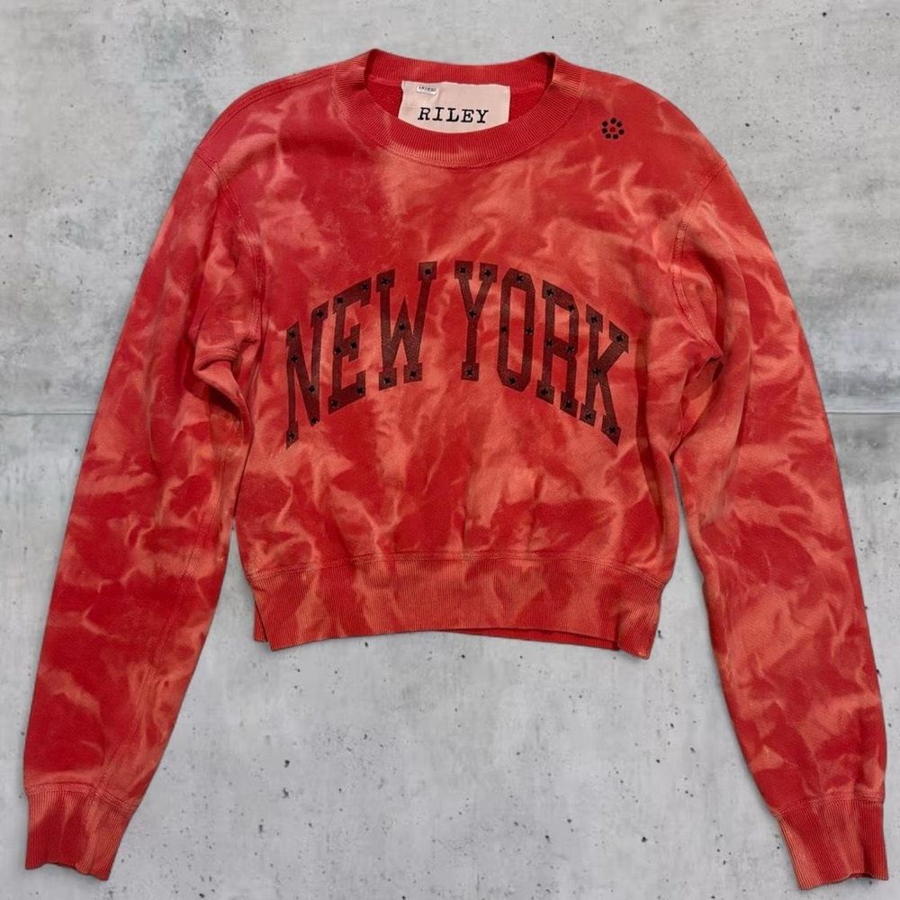 $235 Riley 1880 Vintage Tie Dye New York Rhinestone Crew Neck Sweatshirt sz L